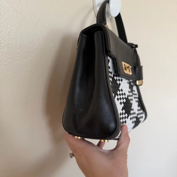 MICHAEL KORS Women's Karson Mini Leather Satchel Optic White Black - Picture 5 of 10